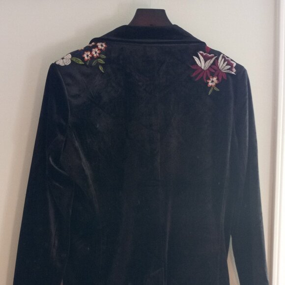 'COLLEEN LOPEZ' Poly Velvet embroidered Jacket Size M Lined EUC - Picture 11 of 16